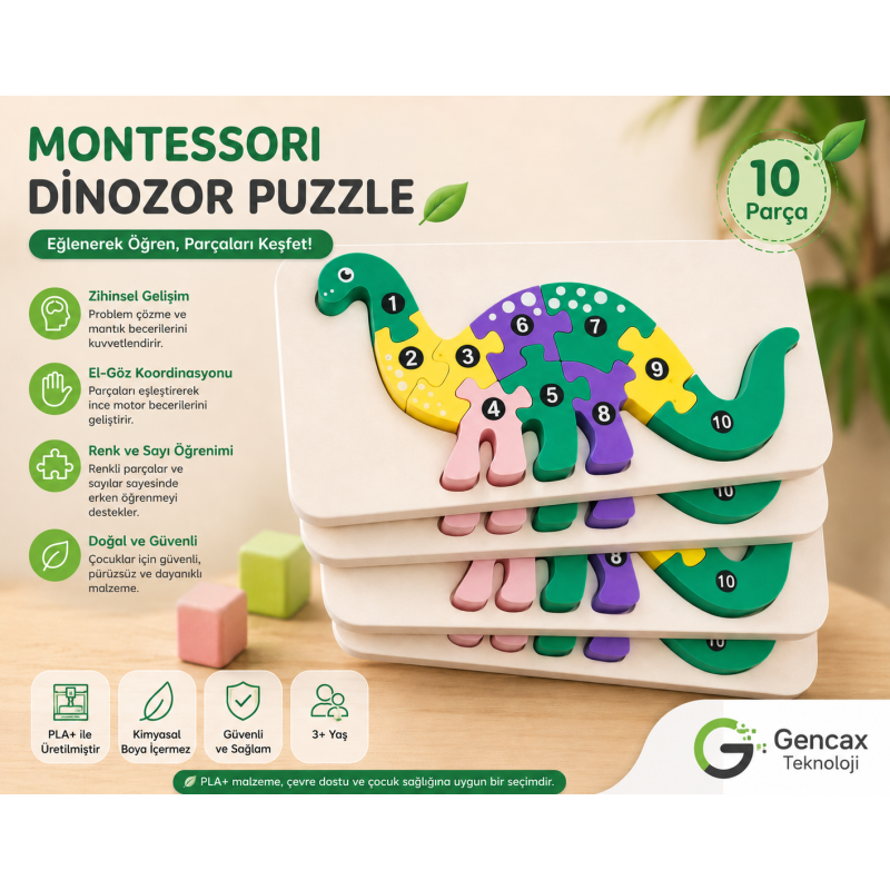 Montessori Dinozor Puzzle