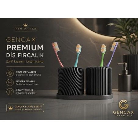 GENCAX Premium Siyah Diş Fırçalık Modern Banyo Organizeri
