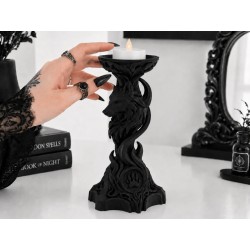 Gencax Premium siyah kurt figürlü dekoratif tealight mumluk ve şamdan