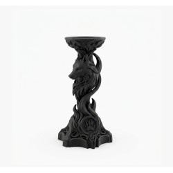 Gencax Premium siyah kurt figürlü gotik dekoratif tealight mumluk ve şamdan