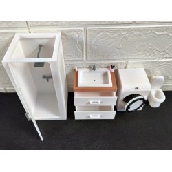 Minyatür Banyo Oyuncak Seti 1:9 | Çamaşır Makinesi & Lavabo