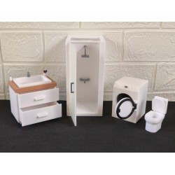Minyatür Banyo Oyuncak Seti 1:9 | Çamaşır Makinesi & Lavabo