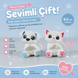 kalp yapan kedi köpek biblo seti