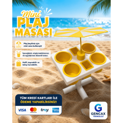 Gencax Şemsiyeli Mini Masa Plaj Piknik Kamp Bahçe Masası