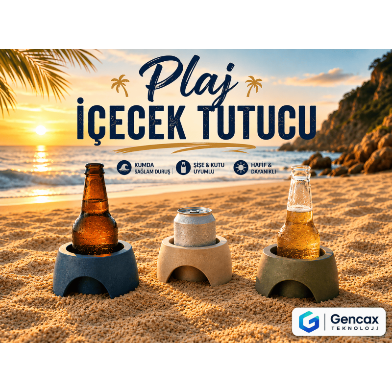 Plaj İçecek Tutucu | Kumda Devrilmeyen Şişe ve Bardak Standı | Gencax